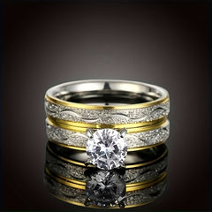 1 fashionable and romantic couple wedding matching ring, suitable for her 2-piece set and his 1-piece - fashionable, durable, low allergenic, timeless design, perfect symbol of long-lasting love
