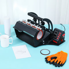 Tumbler Heat Press Machine for 20oz-30oz Sublimation Blanks Tumblers Press, 11-16oz Mug Press with Sublimation Paper Heat Tape & Gloves, Coffee Mugs Cup Press Glass Water Bottle DIY Heat Transfer