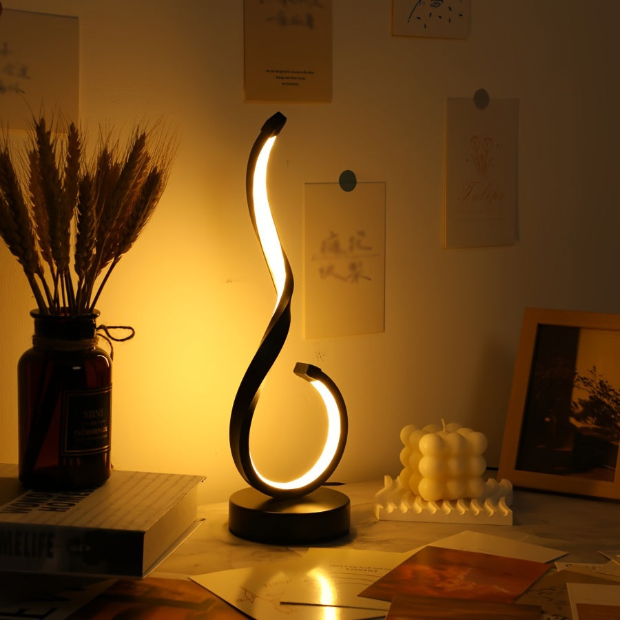 1pc Modern USB Three-Color Dimming Iron Table Light, Simple Desktop Decorative Lamp with Adjustable Brightness