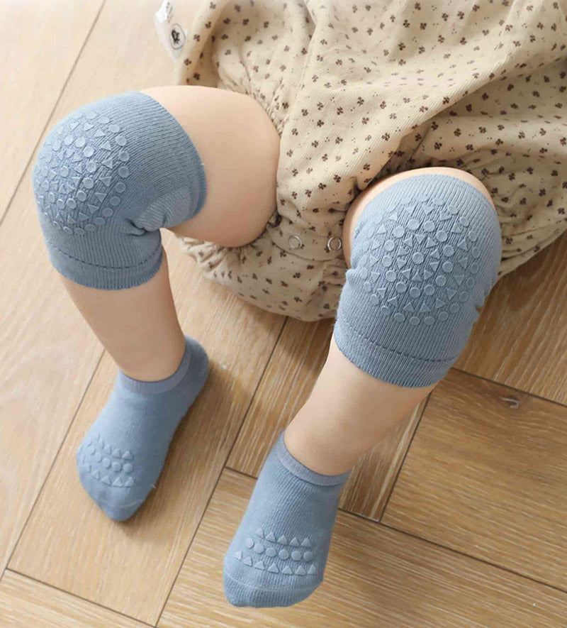 Ensemble de chaussettes et genouillères pour bébé, pour filles et garçons, couleur unie, antidérapantes, sécurité pour enfants rampantes, protection des jambes et des genoux