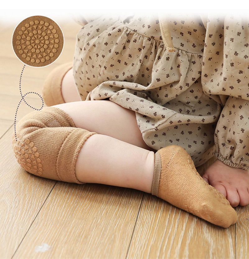 Ensemble de chaussettes et genouillères pour bébé, pour filles et garçons, couleur unie, antidérapantes, sécurité pour enfants rampantes, protection des jambes et des genoux