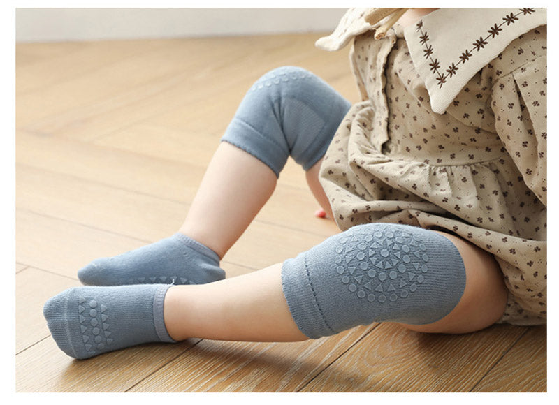 Ensemble de chaussettes et genouillères pour bébé, pour filles et garçons, couleur unie, antidérapantes, sécurité pour enfants rampantes, protection des jambes et des genoux