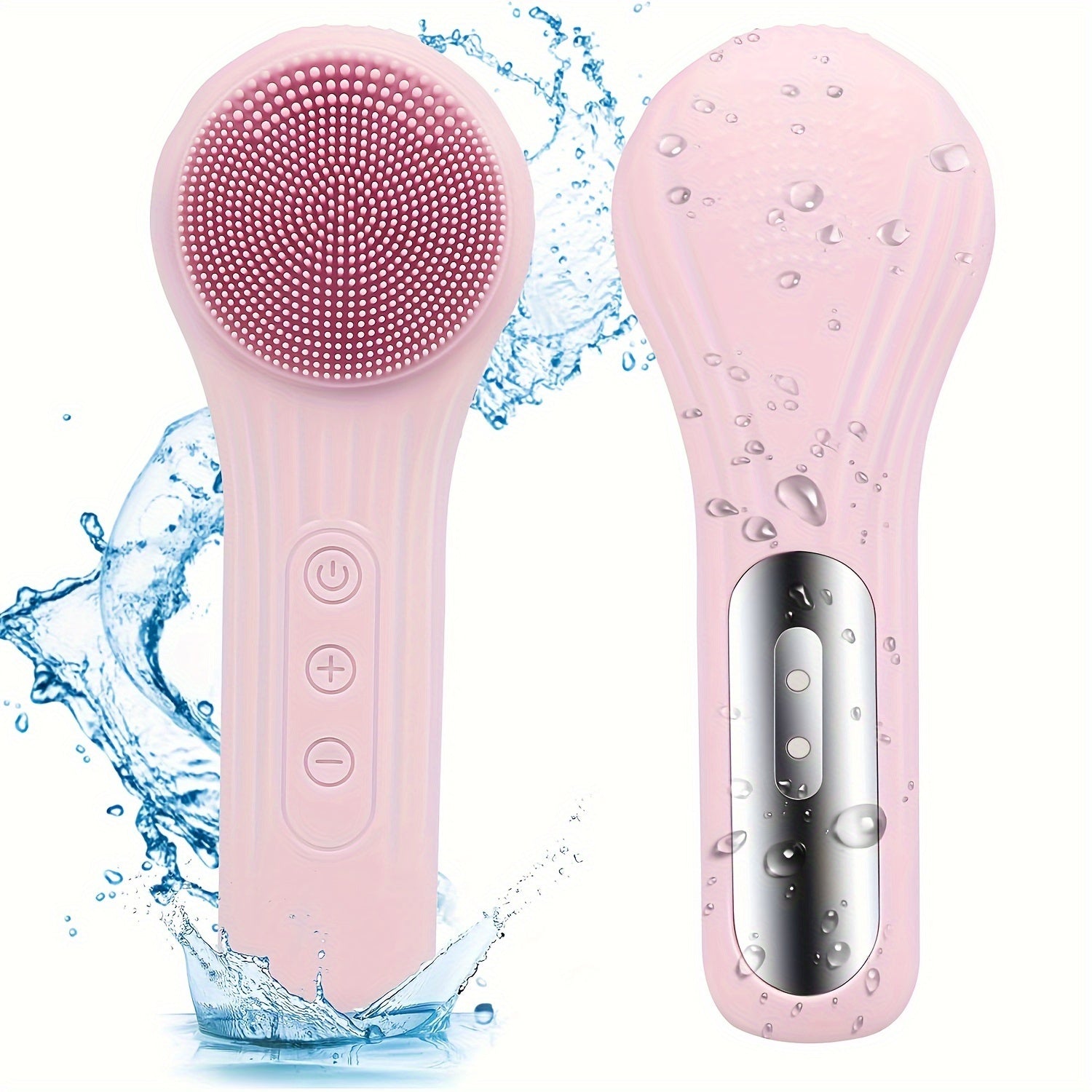 Electric Facial Cleansing Brush with Vibration, Silicone & Plastic, Unscented, USB Rechargeable with 600mAh Lithium Battery, Multi-Purpose Body Massager & Cleaner, with Ideal Home Beauty Gift