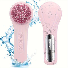 Electric Facial Cleansing Brush with Vibration, Silicone & Plastic, Unscented, USB Rechargeable with 600mAh Lithium Battery, Multi-Purpose Body Massager & Cleaner, with Ideal Home Beauty Gift