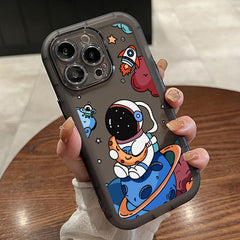 2pcs Wonderful Astronauts Graphic Luxury Shockproof Phone Case For IPhone 15/11/14/13/12 Pro Max/XR/XS/7/8 Plus Shockproof Soft Matte Lens Protective Cover
