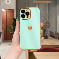 Stylish Heart Print Protective Phone Case - Durable, Slim Electroplated Design for iPhone 11/12/13/14/15 Pro/Plus/Max