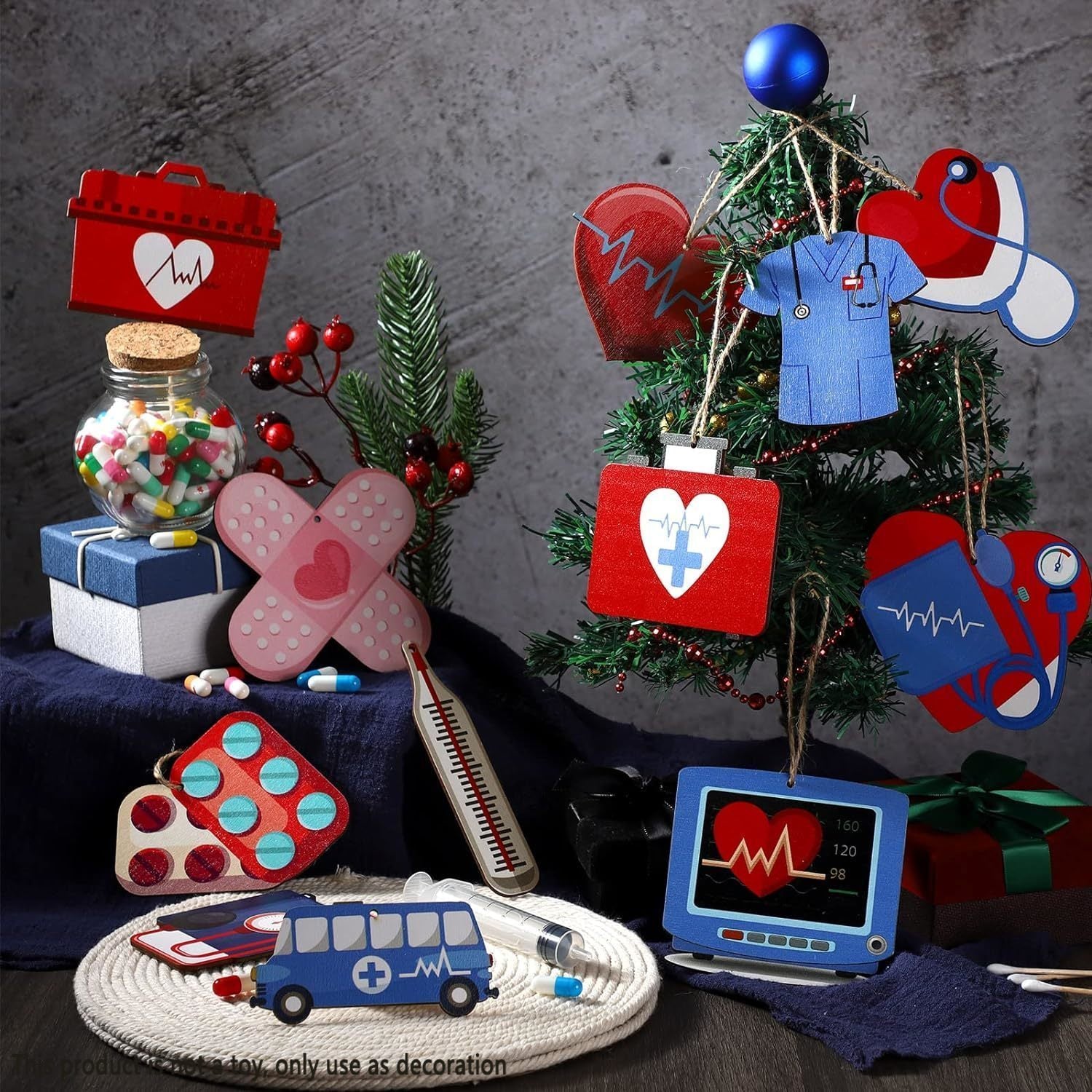24pcs, Nurse's Day Nurse's Uniform, First Aid Kit Wooden Hanging Ornaments, Holiday Supplies, Garden Decor, Tree Decorations, Party Decor, Yard Decoration