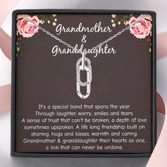 Grandmother & Granddaughter Forever Linked Necklace - Chains with Family Gift, Birthday, and Christmas Gift Ideas, Fashion Jewelry, Sentimental Keepsake