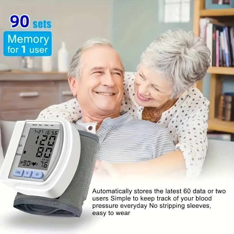 Automatic Blood Pressure Monitor Wrist Cuff with Large LCD Screen And Durable PP Storage Box - Adjustable Cuff, Pulse Rate Detection, Irregular Heartbeat Alert, Battery-Powered (Batteries Not Included), Safe for Adults, 36V O