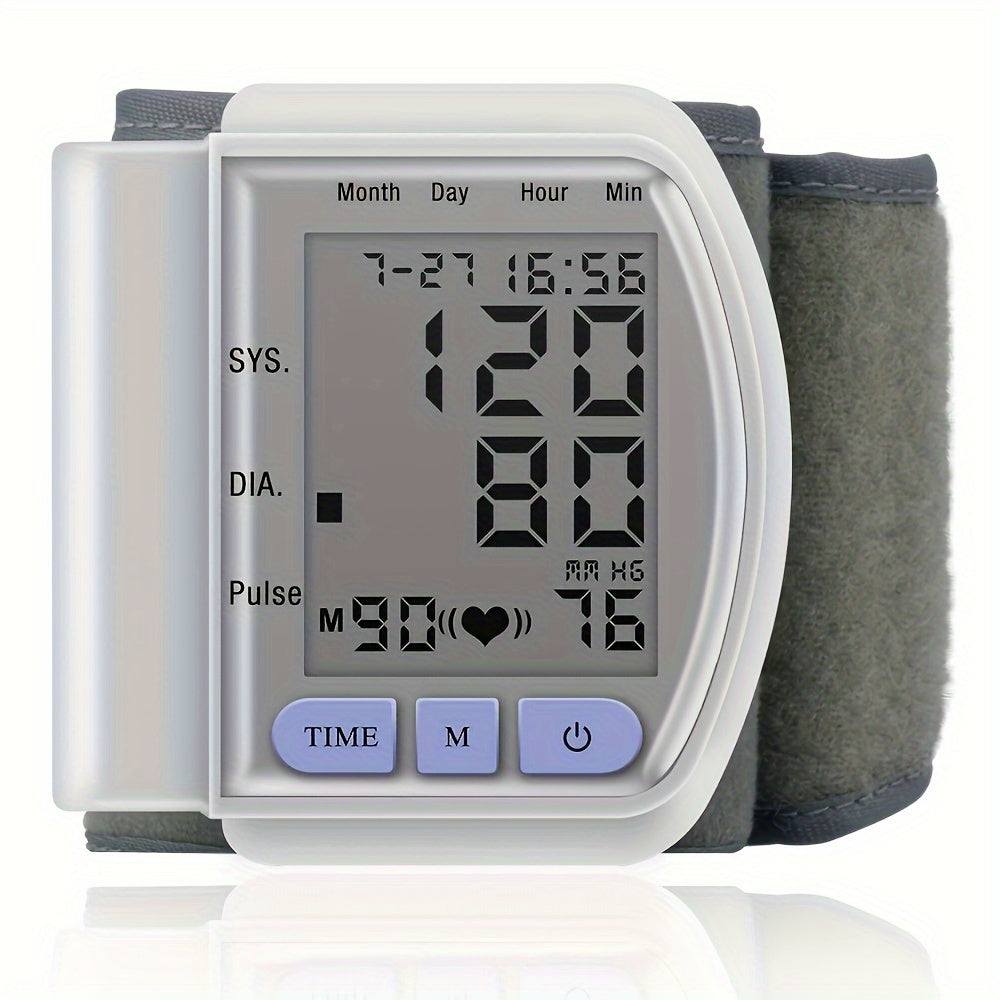 Automatic Blood Pressure Monitor Wrist Cuff with Large LCD Screen And Durable PP Storage Box - Adjustable Cuff, Pulse Rate Detection, Irregular Heartbeat Alert, Battery-Powered (Batteries Not Included), Safe for Adults, 36V O