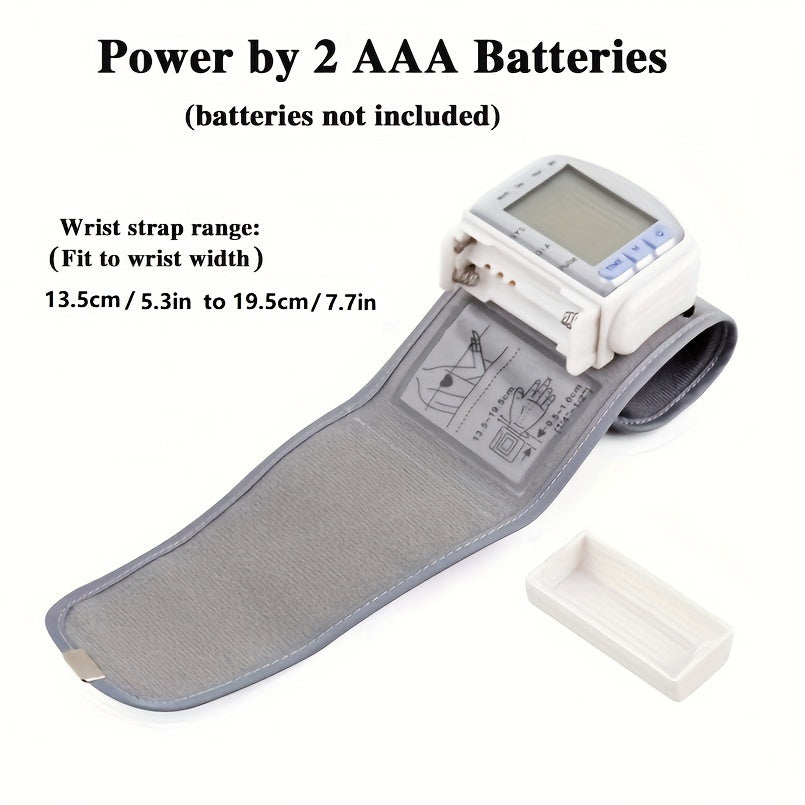 Automatic Blood Pressure Monitor Wrist Cuff with Large LCD Screen And Durable PP Storage Box - Adjustable Cuff, Pulse Rate Detection, Irregular Heartbeat Alert, Battery-Powered (Batteries Not Included), Safe for Adults, 36V O