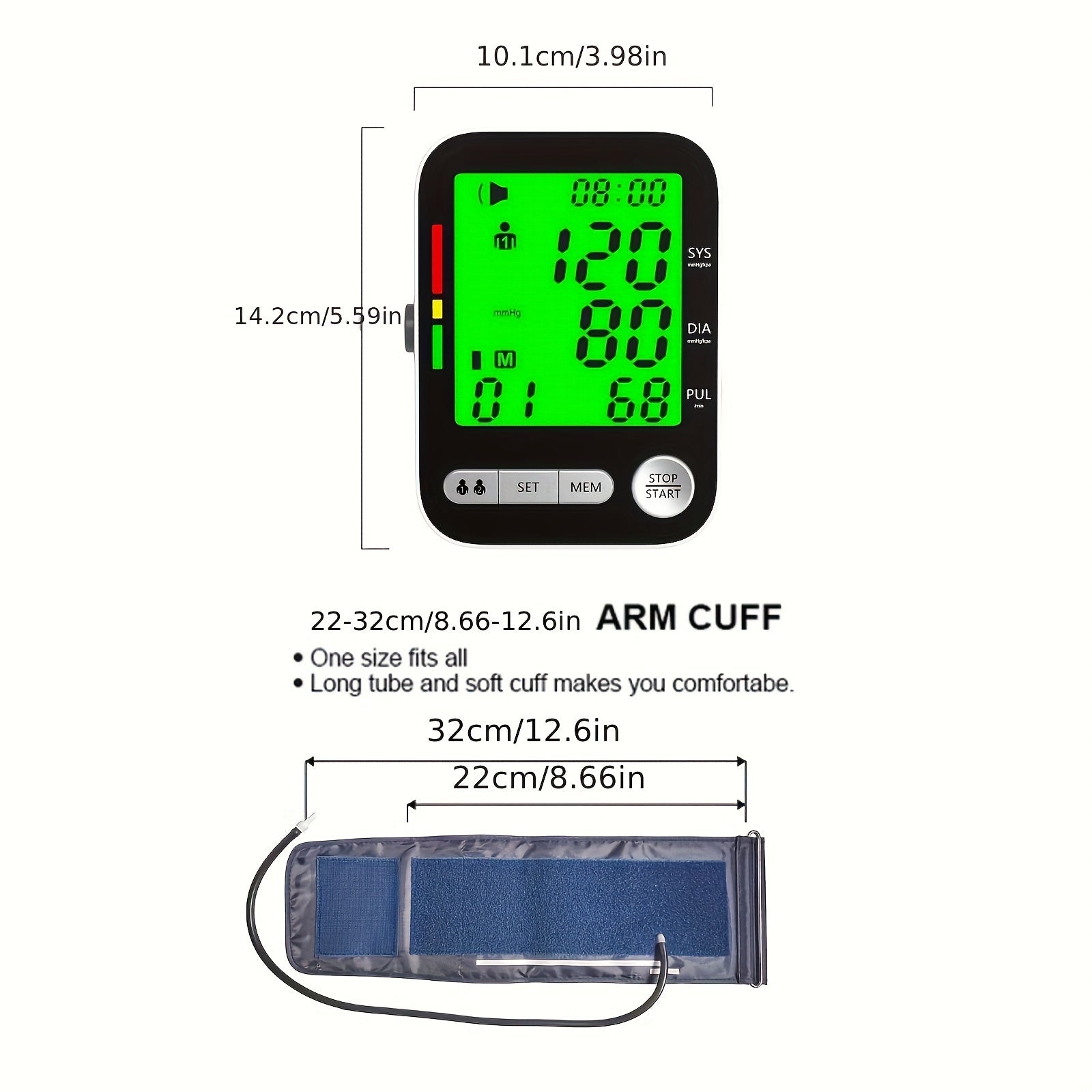 CHANG KUN Rechargeable Automatic Upper Arm Sphygmomanometer, Blood Pressure Monitor with Heart Rate, Three-color Backlit Display And Voice, with Large 8.7"-15.7" Adjustable Cuff, Health Tracking, Voice Alert, Adjustable Fit,
