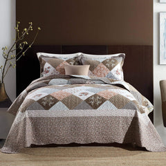 3pcs Handmade Quilting Masterpiece Bedspread - Luxurious 100% Pure Cotton, Breathable Microfiber Filled, Symmetrical Border, Wear-Resistant, Warm in Winter, Cool in Summer, Ideal Home Gift