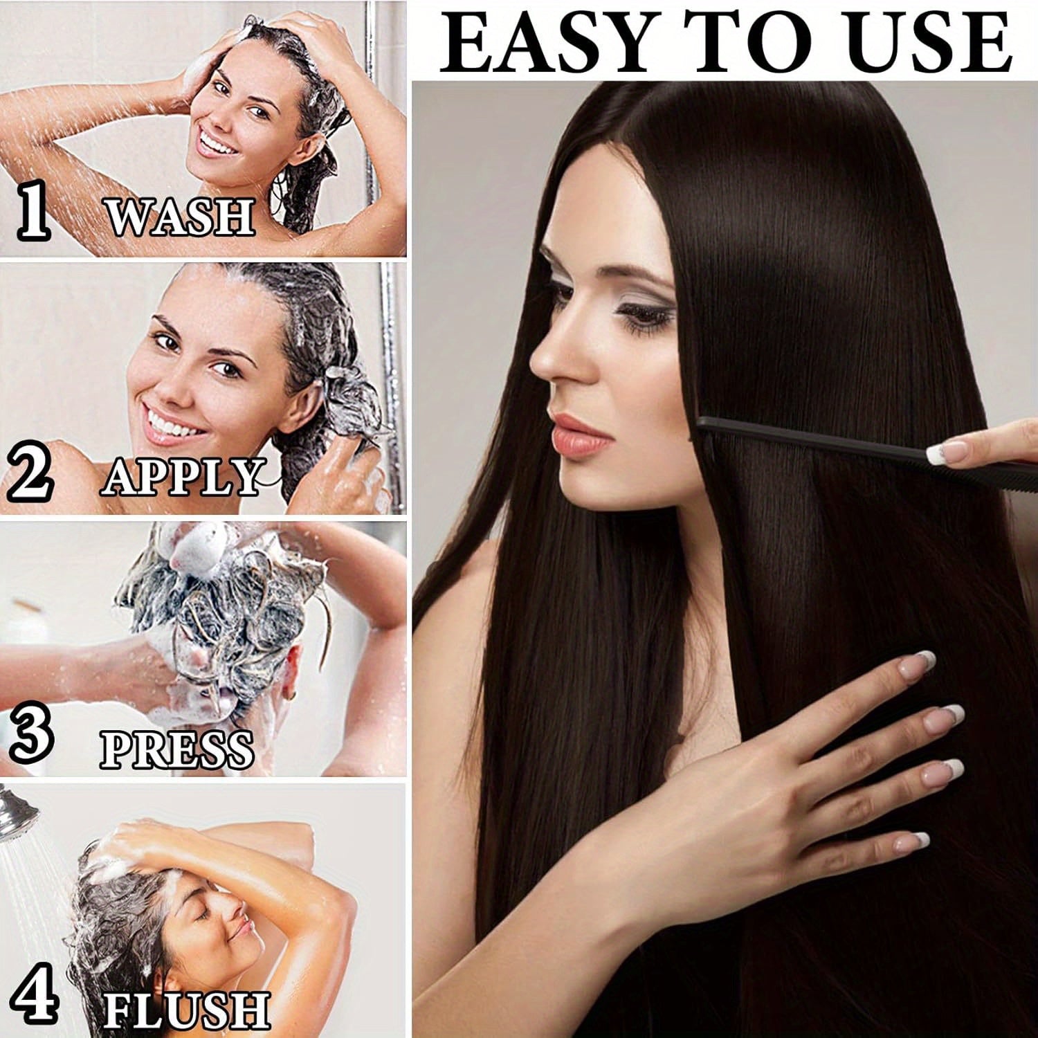 2pcs Black Hair Dye Shampoo 3 in 1 for Gray Hair Coverage Hair Color Shampoo for Men and Women, Herbal Hair Dye Shampoo, Instant Black Hair Shampoo Dye