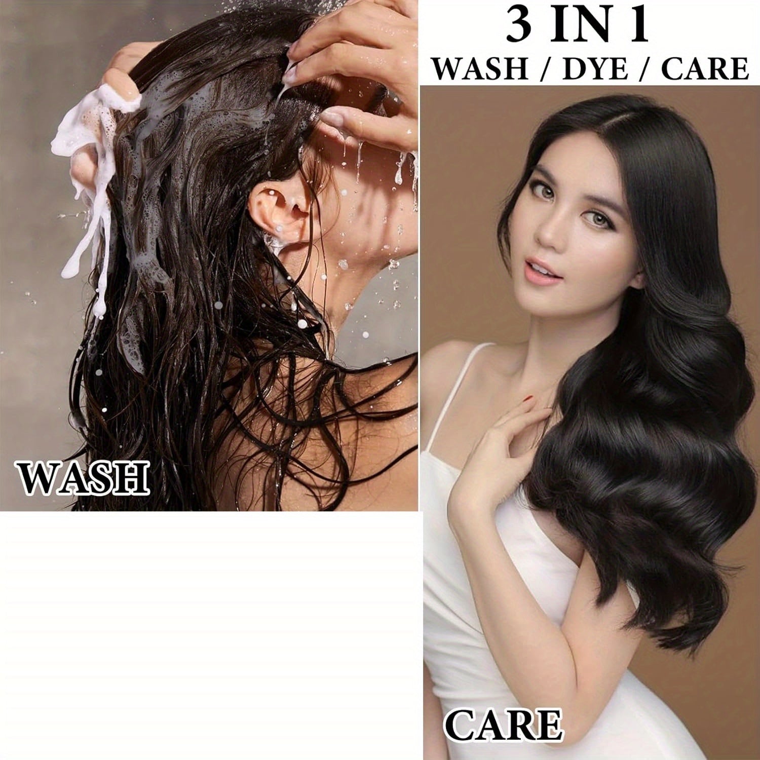 2pcs Black Hair Dye Shampoo 3 in 1 for Gray Hair Coverage Hair Color Shampoo for Men and Women, Herbal Hair Dye Shampoo, Instant Black Hair Shampoo Dye