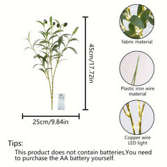 LED Olive Branch Light Fixture, Battery-Powered Decorative Lamp for Home, Wedding, Birthday, Party, Cabinet, Dining Table, Cafe Mood Lighting - No Battery Required