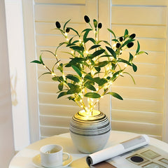 LED Olive Branch Light Fixture, Battery-Powered Decorative Lamp for Home, Wedding, Birthday, Party, Cabinet, Dining Table, Cafe Mood Lighting - No Battery Required
