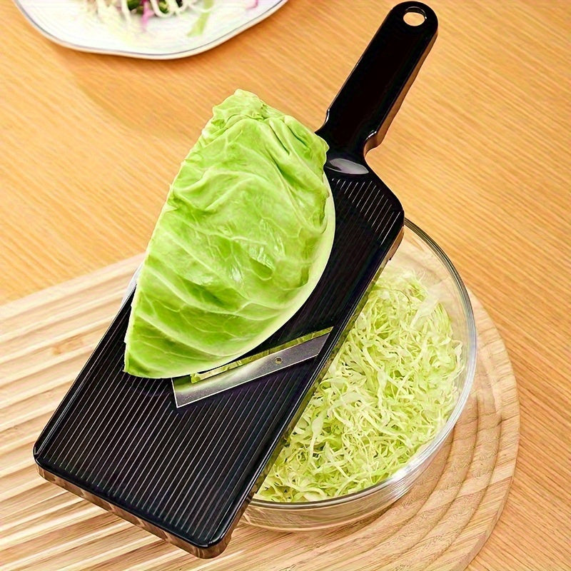 1x Multifunctional Manual Vegetable Slicer - Durable Plastic Kitchen Shredder &amp; Grater for Cabbage, Onions, Potatoes - Easy-to-Use with Black Handle, Ideal Home Gift for Mom