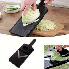 1x Multifunctional Manual Vegetable Slicer - Durable Plastic Kitchen Shredder &amp; Grater for Cabbage, Onions, Potatoes - Easy-to-Use with Black Handle, Ideal Home Gift for Mom
