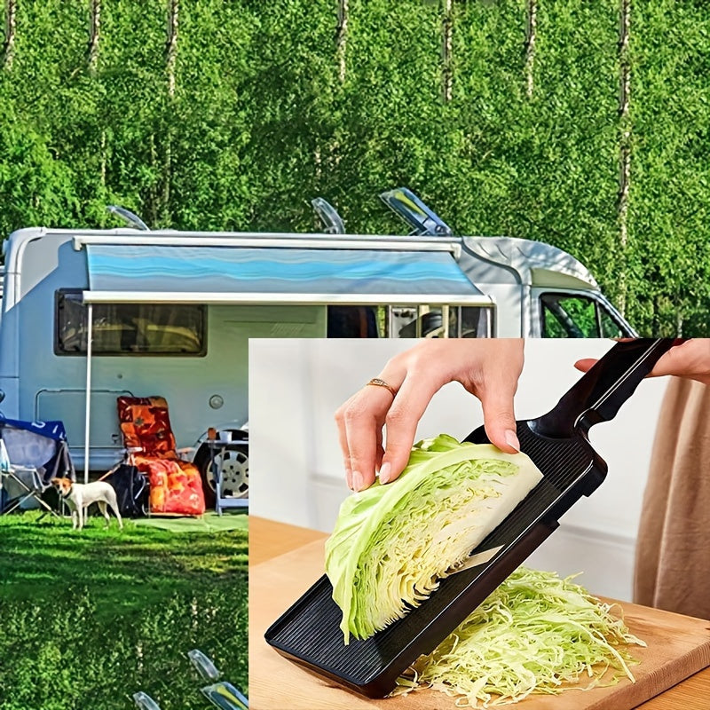 1x Multifunctional Manual Vegetable Slicer - Durable Plastic Kitchen Shredder &amp; Grater for Cabbage, Onions, Potatoes - Easy-to-Use with Black Handle, Ideal Home Gift for Mom