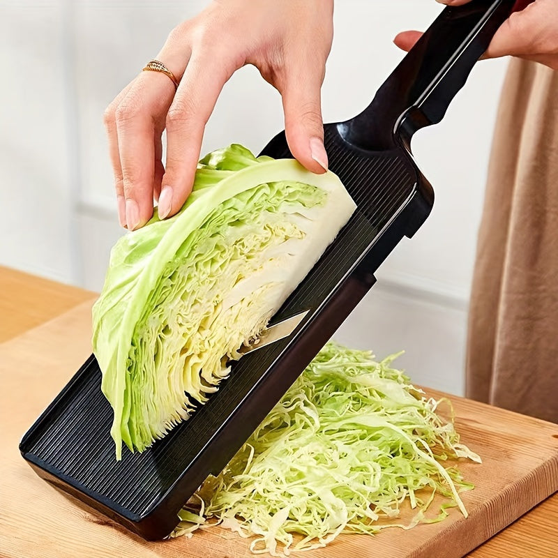 1x Multifunctional Manual Vegetable Slicer - Durable Plastic Kitchen Shredder &amp; Grater for Cabbage, Onions, Potatoes - Easy-to-Use with Black Handle, Ideal Home Gift for Mom