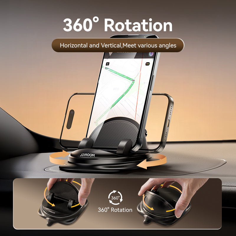 Joyroom Universal Car Phone Holder - ABS Material, 360° Rotatable Dashboard Mount, One-Handed Operation, Super Strong Grip, Upgraded Silicone Design for Secure Phone Placement