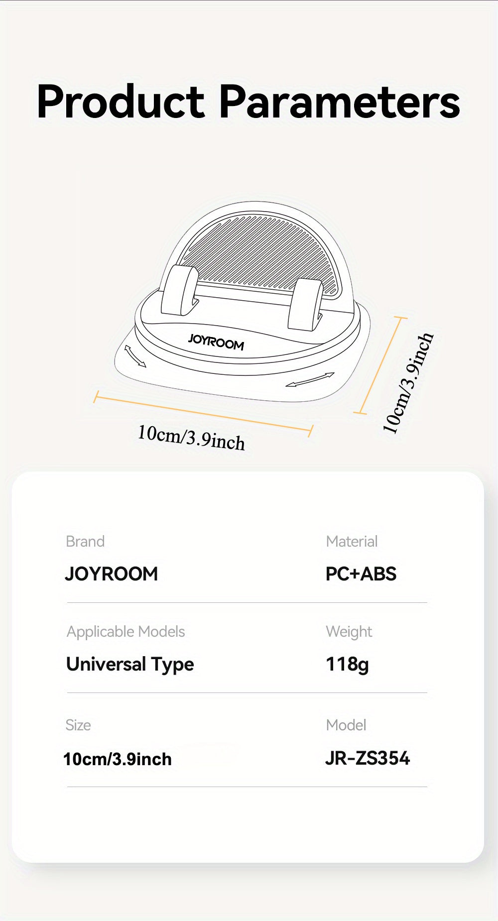 Joyroom Universal Car Phone Holder - ABS Material, 360° Rotatable Dashboard Mount, One-Handed Operation, Super Strong Grip, Upgraded Silicone Design for Secure Phone Placement