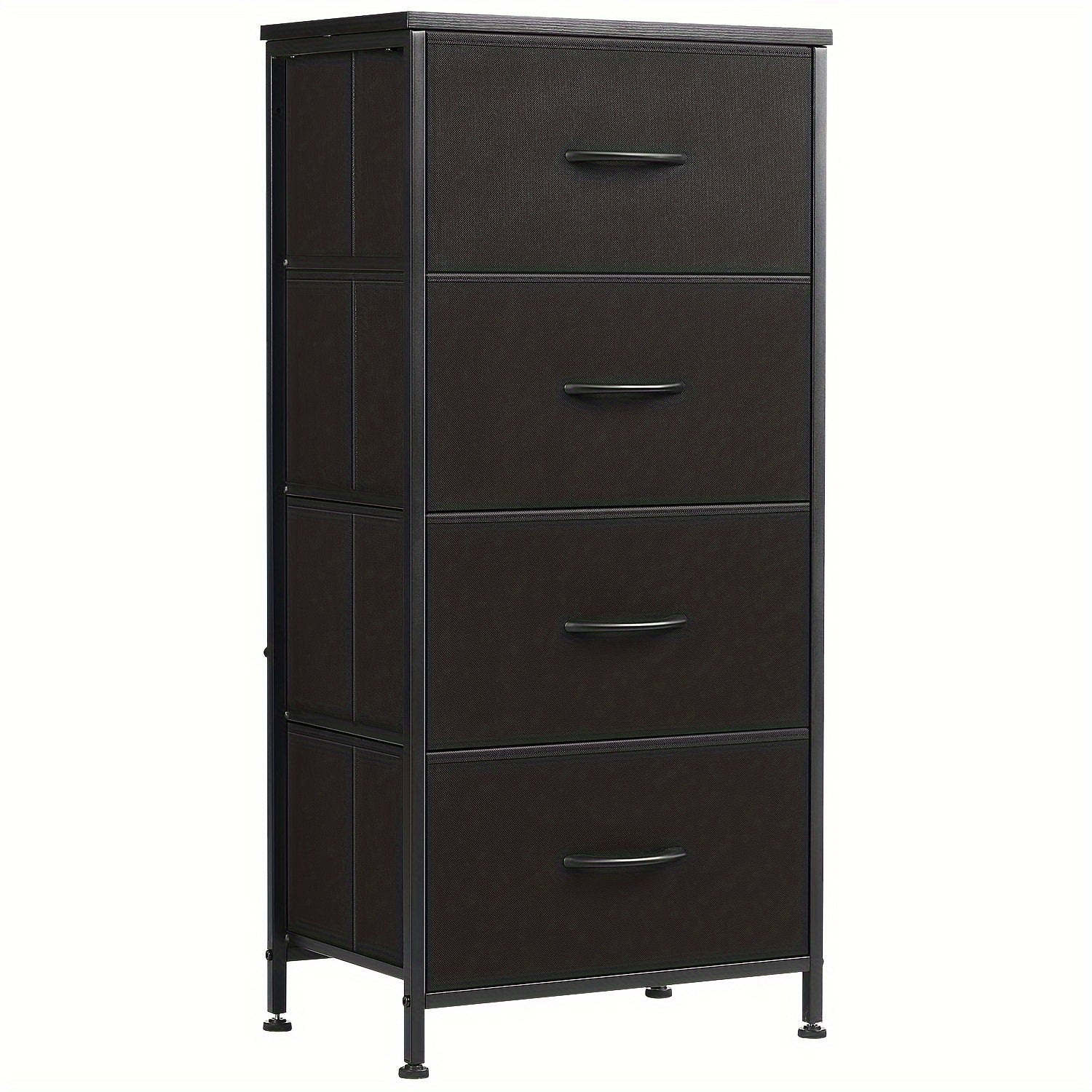 ANTONIA Classic 4-Drawer Dresser with Metal Frame & Wood Top - High-Density Fiberboard, Black Finish, Easy Assembly, 27" Tall Storage Cabinet for Bedroom, Living Room, Entryway - Includes Decorative Lamp & Plant, Bedroom Furn