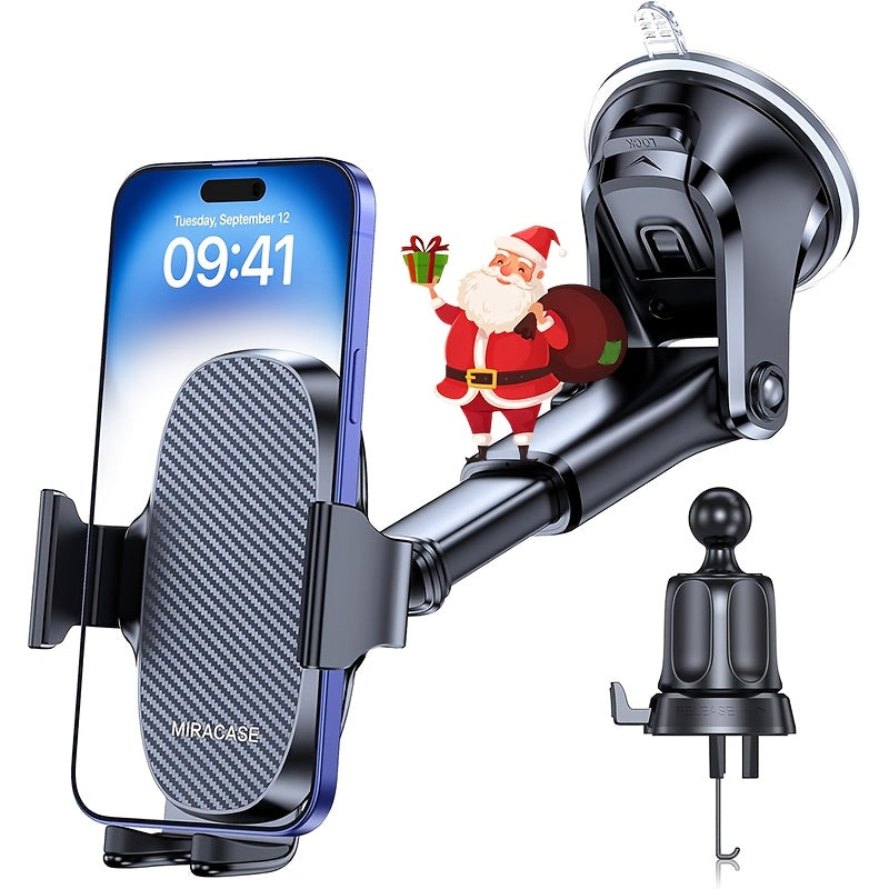 Miracase 3-in-1 Universal Car Phone Holder, ABS Material, Dashboard & Air Vent Mount, Compatible with iPhone 16/15/14/13/12/11 Pro Max/Xs/XR/X, Galaxy, Non-Waterproof, No Battery Required, Ideal Christmas Gift