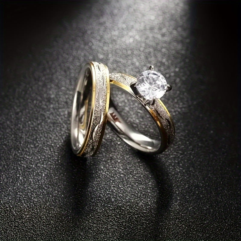 1 fashionable and romantic couple wedding matching ring, suitable for her 2-piece set and his 1-piece - fashionable, durable, low allergenic, timeless design, perfect symbol of long-lasting love