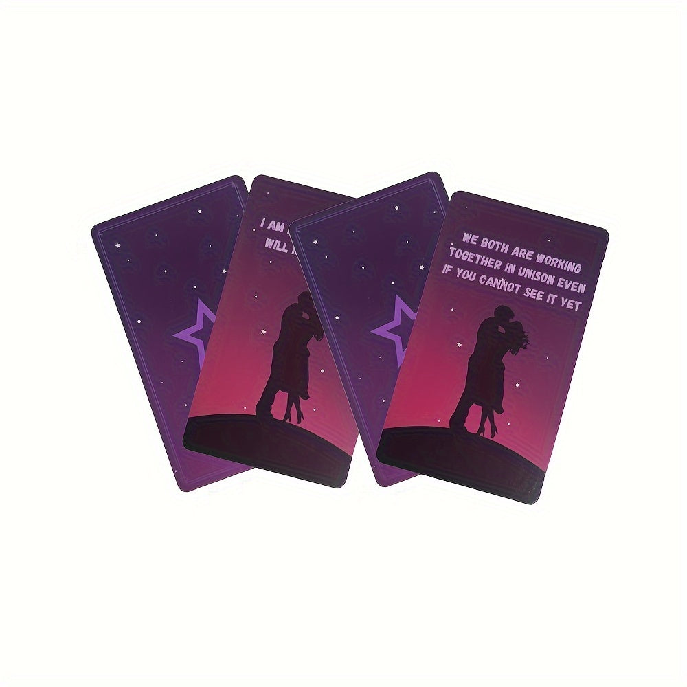 64-Card Lovers Messages Oracle Deck - Romantic Couple Silhouette Design, Love & Relationships Divination Cards, Twin Flames Fortune Telling Game, Ideal Christmas Gift for Ages 14+
