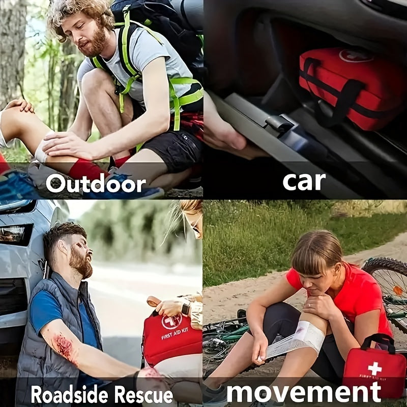 188/208pcs Multifunctional First Aid Kit with Portable Bag - Suitable for Outdoor Adventure, Hunting, Hiking and Camping - Includes Scissors, Gloves, Tape and Other Camping Equipment as well as First Aid Supplies