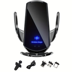 15W Fast Charging Q3 Smart Sensor Wireless Car Phone Charger - Auto-Clamping Air Vent Phone Holder