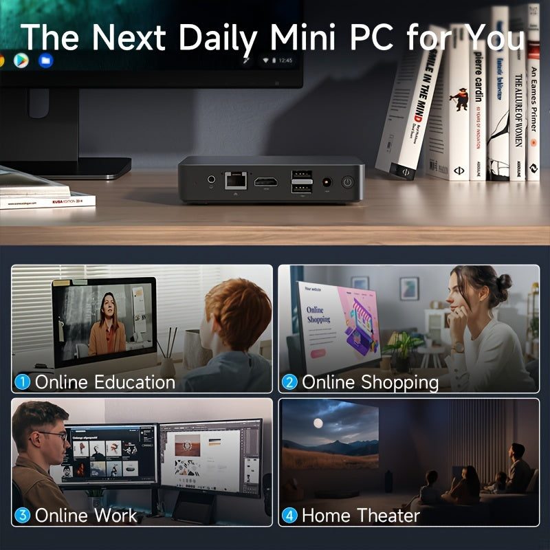 Mini PC CPU Z3735G 1GB RAM 64GB SSD Computer USB2.0 WiFi For Home Office Printers Digital Signage IoT Terminal Educational Mini Computer