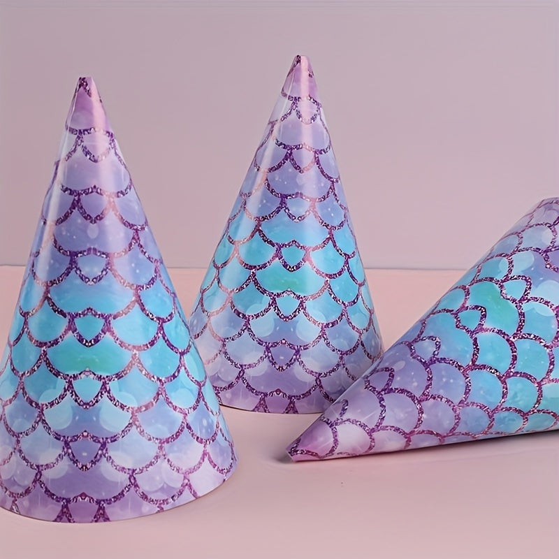 6pcs Birthday Party Paper Hat, Animal Strawberry Mermaid Party Birthday Hat, Event Party Supplies, Disposable Birthday Paper Hat, Holiday Ornament, Creative Small Gift