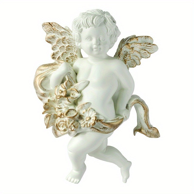 3D Resin Cherub Statue - European Style Home Decor, Wall Hanging for Living Room, Christmas Holiday Ornament - No Power Required - 3D Wall Art Decor - Perfect Gift for Home Decor Enthusiasts & Christmas Lovers