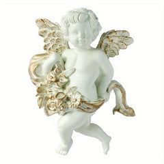 3D Resin Cherub Statue - European Style Home Decor, Wall Hanging for Living Room, Christmas Holiday Ornament - No Power Required - 3D Wall Art Decor - Perfect Gift for Home Decor Enthusiasts & Christmas Lovers
