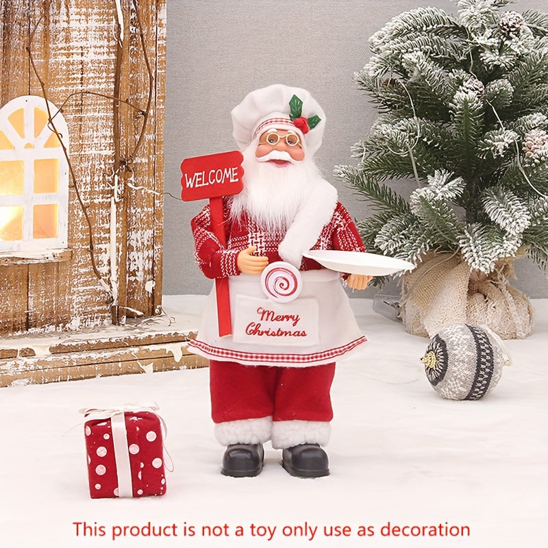 Chef Santa Claus Christmas Decoration - Festive Holiday Ornament, No Power Needed, Feather-Free, Perfect For Home & Party Decor