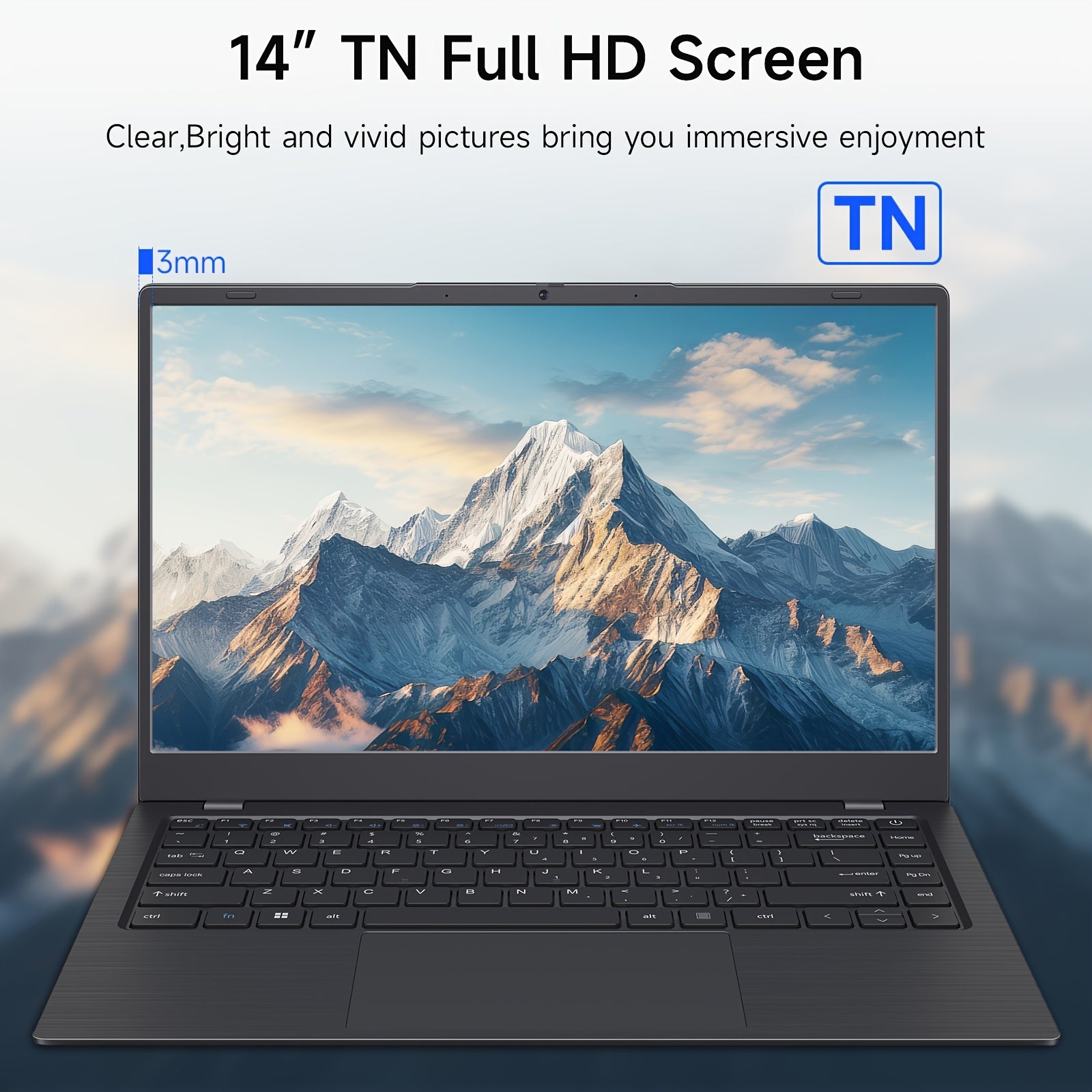 Student Laptop, 14-inch HD IPS Screen, Intel® Celeron® N Series Synthetic Gemstone Lake N4000 Processor, 8GB RAM LPDDR4, 256GB SSD, 4800mAh Battery, Dual-Stereo Speakers - Holiday Gift for Family & Friends, Mini Laptop, Sma