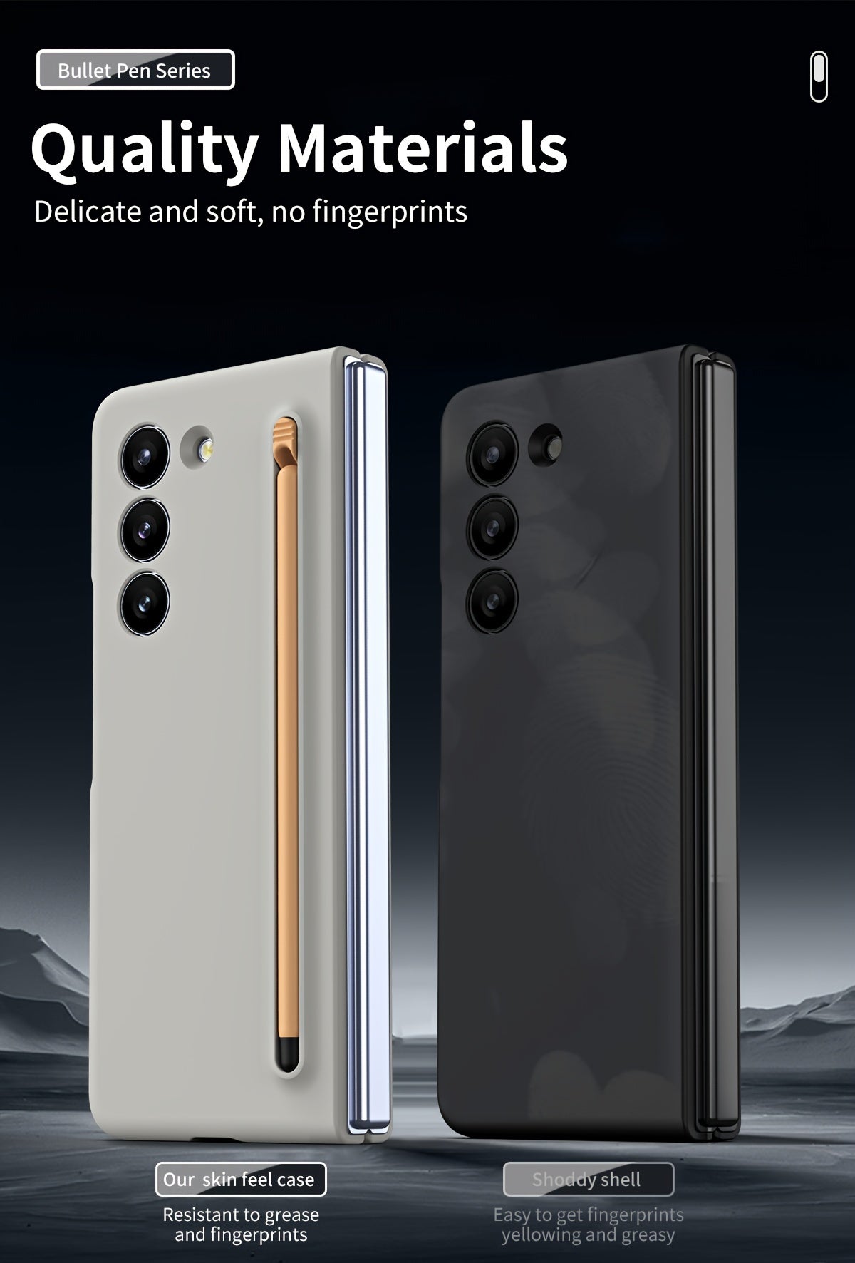 Suitable For Samsung Z Fold5 phone case with Spen Stylus Drop Proof for Samsung Galaxy Zfold 5 Slim folding case with built-in pen slot with stylus