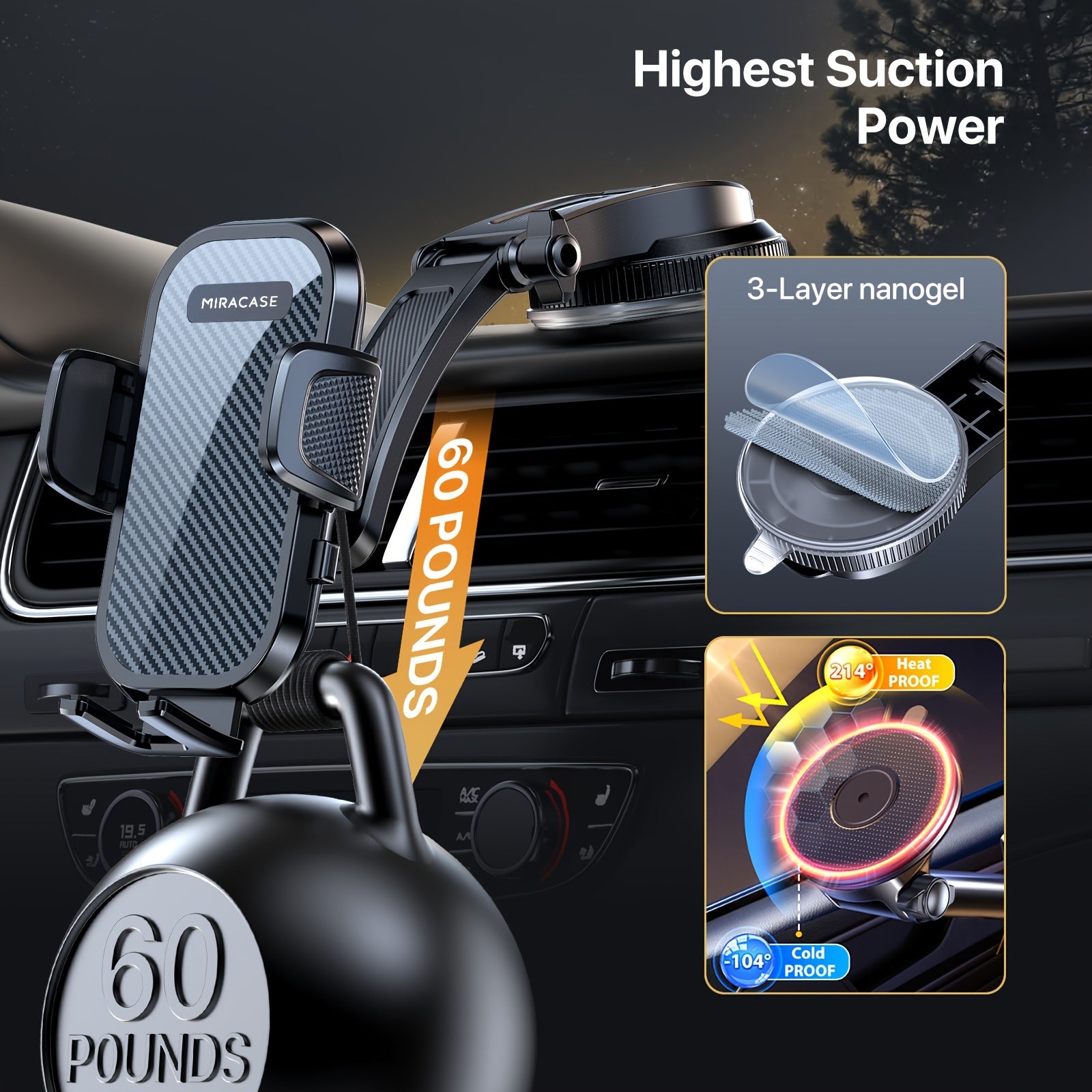 Universal Car Phone Holder For Car Dashboard, Strong Suction Cup, Horizontal And Vertical Viewing Options, Hands-Free Safe Driving, Universal Compatibility With All Phones, Christmas, Festival, New Year's Gift