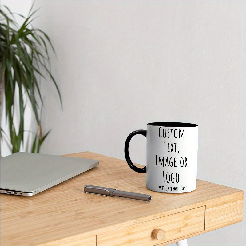 1 Custom Mug 11oz - Personalized coffee mug with custom photo, text and logo - 100% food safe, dishwasher and microwave safe - Perfect gift for Christmas, Mother's Day, Father's Day, couples, men and women - Unique and though