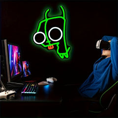 1pc Big-Eyed Monster Neon Sign - Green &amp; Red LED Wall Light with Cartoonish Design, USB-Powered Decorative Lamp for Bedroom, Living Room, Game Fans, Theme Parties, and Unique Birthday Gifts