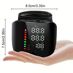 1pc Wrist Blood Pressure Monitor with LCD Display, Adjustable Cuff, Pulse Rate Detection & Irregular Heartbeat Alarm - Blood Pressure Measurement | USB Charging | Sound Playback Function, The Best Gift for Family And Friends