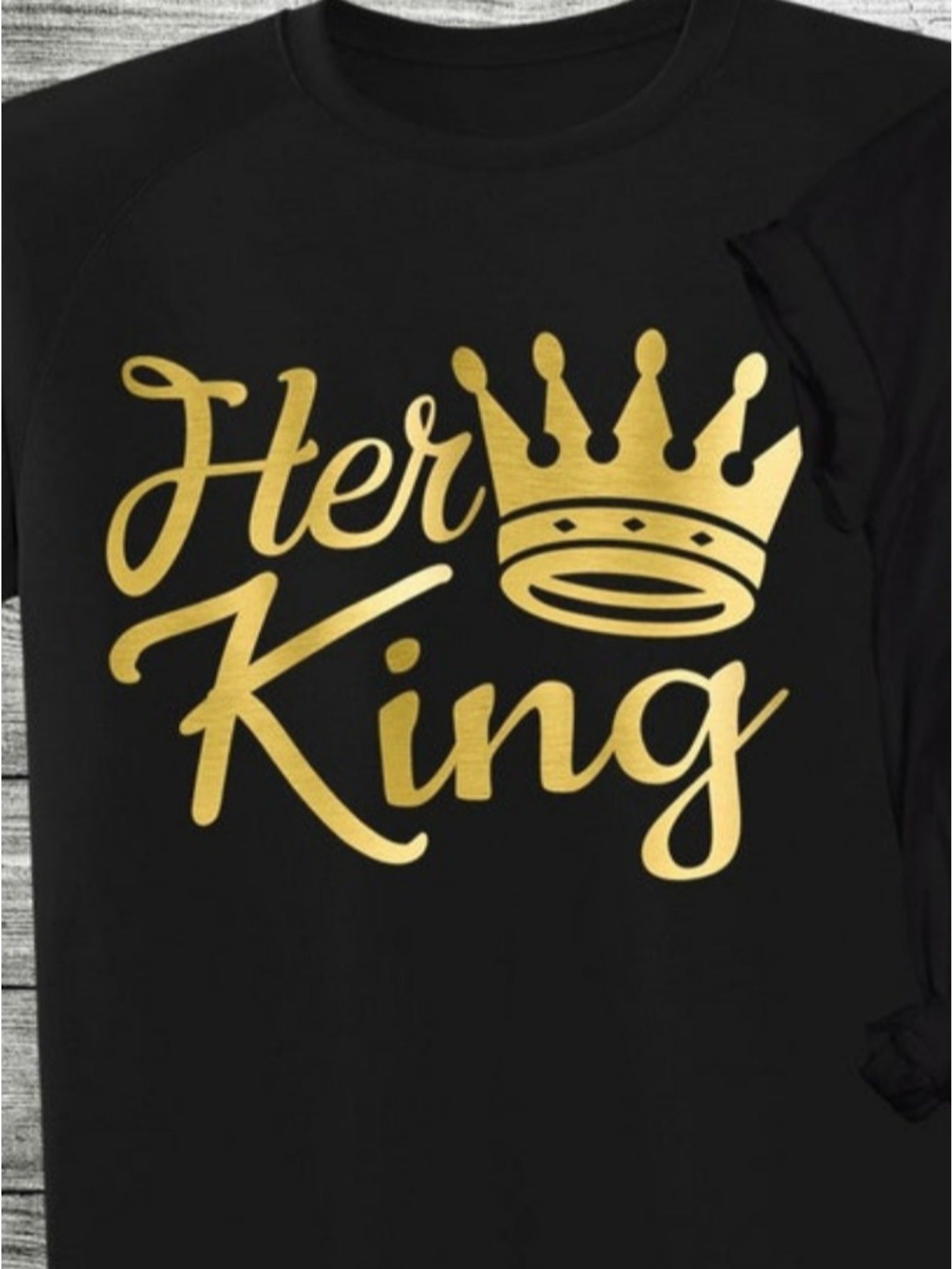 1pc Her King and His Queen Print Couples Matching T-Shirts - Casual Pure Cotton Short Sleeve Crew Neck Tees for Newlyweds & Lovers - Perfect for Christmas & Valentine's Day Gifts 180g Tee, Romantic Couple Wear, Newlywed Appar