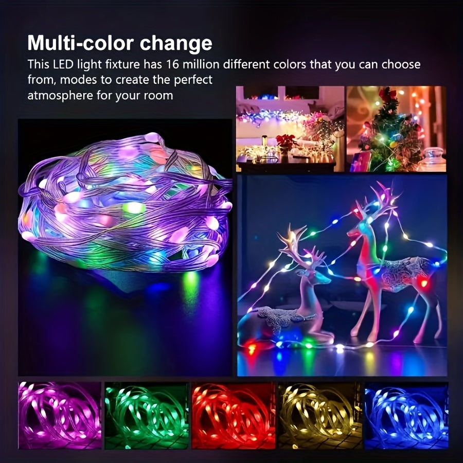 IP65 Waterproof RGB+IC Light With USB Infrared Remote Control Intelligent Wireless LED Fairy Light Christmas Light APP Control Music Synchronization Color Changing LED Strip Light With Remote Control LED Strip Light Mobile Ap
