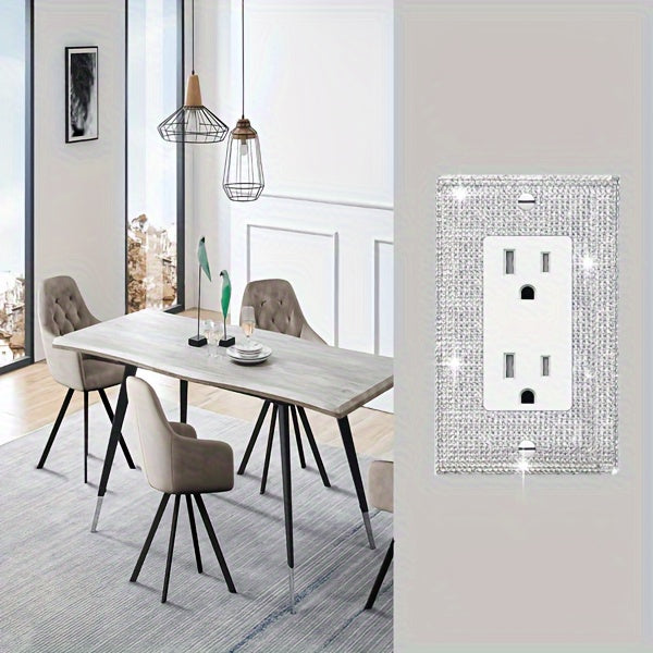 1pc Flashing Silvery Rhinestone Light Switch Cover Shiny Crystal Sparkling Wall Plate Decorative Lamp Switch or Outlet Socket Wall Plate Cover Toggle Switch Plate Cover