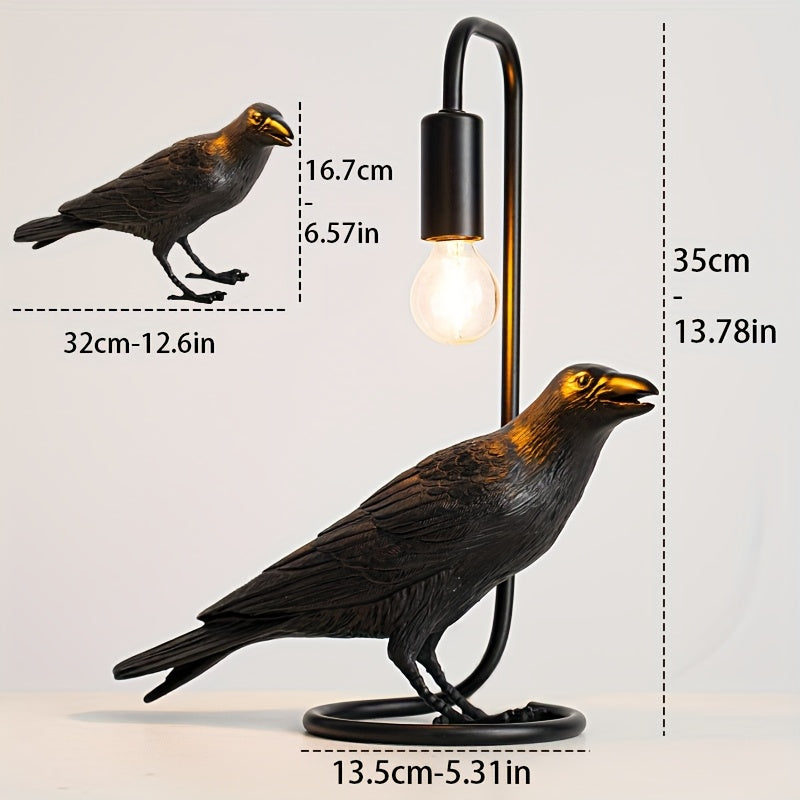 [Decorative Crow Lamp] Decorative Crow Table Lamp | Home Decor & Furnishing Desk Lamp, Ornament Display Lamp, Study Room Atmosphere Lamp, Background Light for Bar, Dining Room, Living Room, Bedside Night Light for Bedroom, De