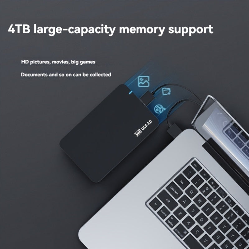 4TB Portable External Hard Disk HDD, 4TB Large Capacity USB 3.0 Portable Hard Disk HDD, Suitable For All Kinds Of Laptop Office, Students, Professionals, Support PS4 Game Console File/video/music Storage Extended Backup. 4