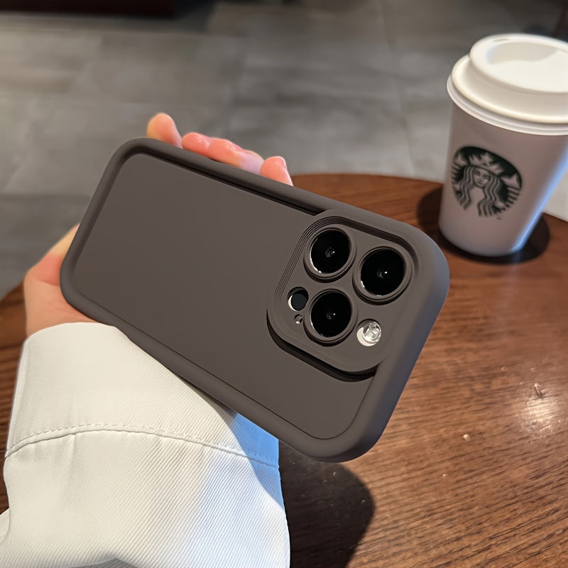 Luxurious Solid Color Shockproof Phone Case Compatible with Apple Iphone 15, 14, 13, 12, 11 Pro Max, 14, 15 Plus, Featuring Camera Protection And Accessory Coverage.